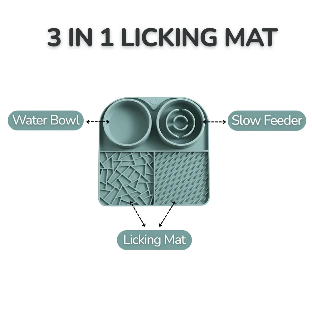 Ultimate 3-in-1 Pet Feeding Station with Slow Feeder and Water Bowl