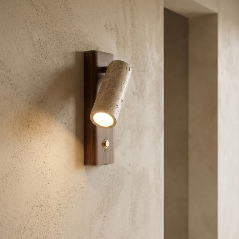 Sleek Wall Lamp with Natural Elements and LED Lighting