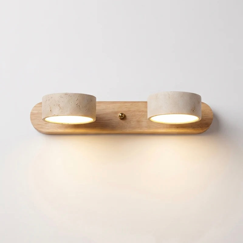Natural Stone and Wood Wall Fixture