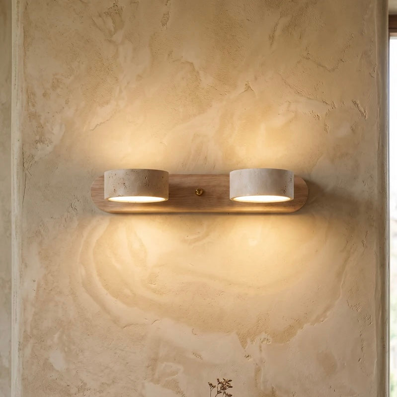 Natural Stone and Wood Wall Fixture