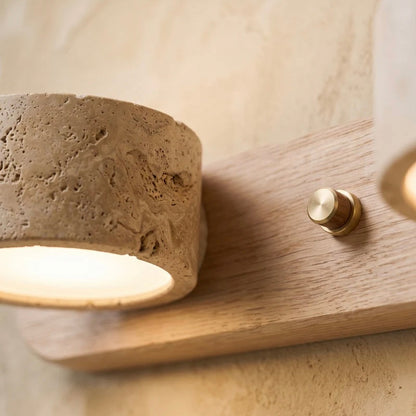 Natural Stone and Wood Wall Fixture