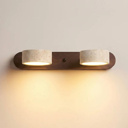 Natural Stone and Wood Wall Fixture
