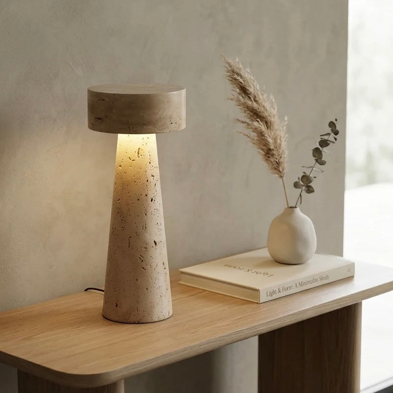 Elegant Stone Table Lamp with Integrated LED Light