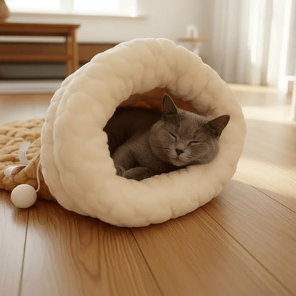 Cozy Cat Rest Nest with Enclosed Comfort and Easy Care