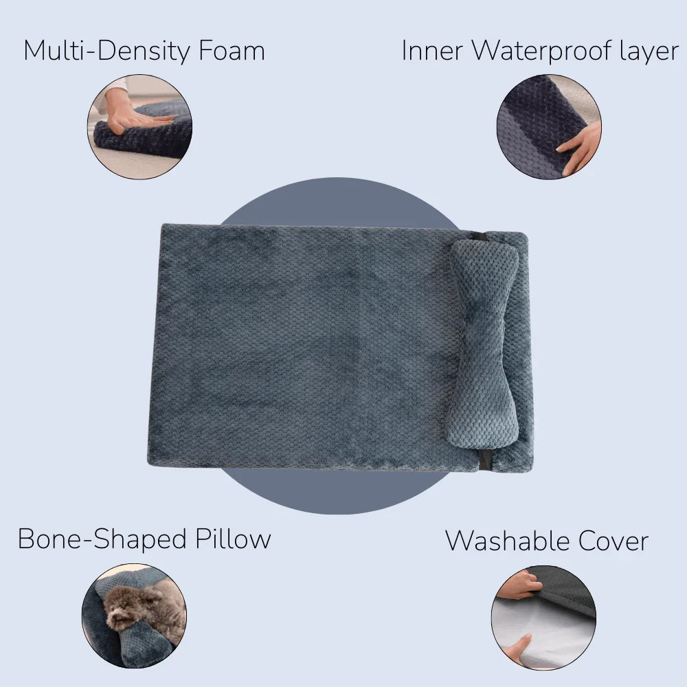 Cozy Dog Bed with Elevated Pillow and Easy-Clean Cover