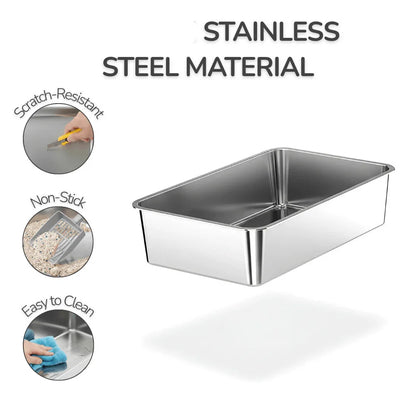Elegant Stainless Steel Cat Litter Box with Easy Access Lid