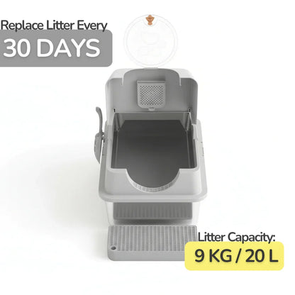 Elegant Stainless Steel Cat Litter Box with Easy Access Lid