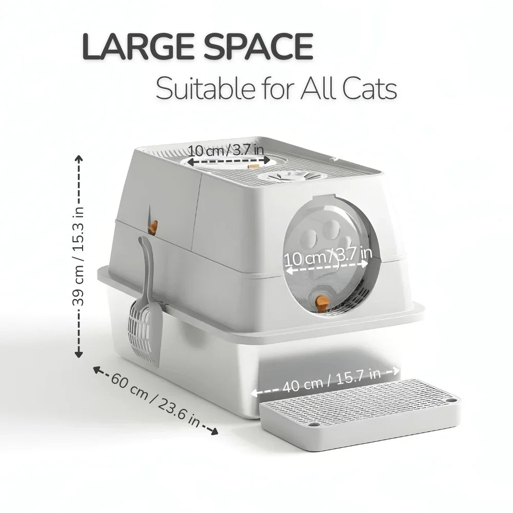 Elegant Stainless Steel Cat Litter Box with Easy Access Lid