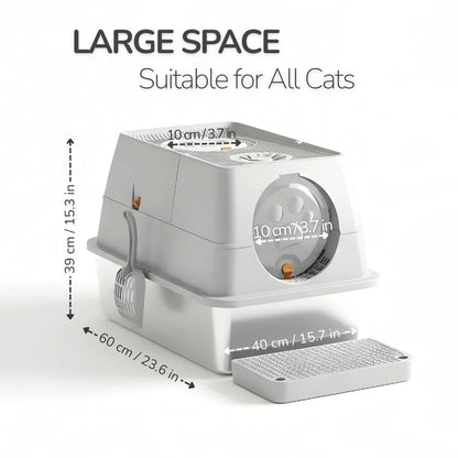 Elegant Stainless Steel Cat Litter Box with Easy Access Lid