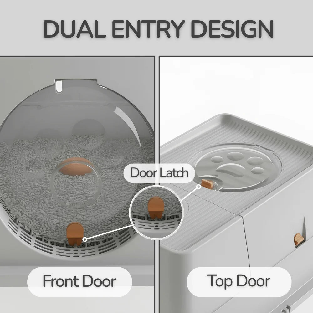 Elegant Stainless Steel Cat Litter Box with Easy Access Lid