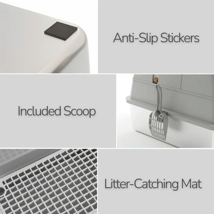 Elegant Stainless Steel Cat Litter Box with Easy Access Lid