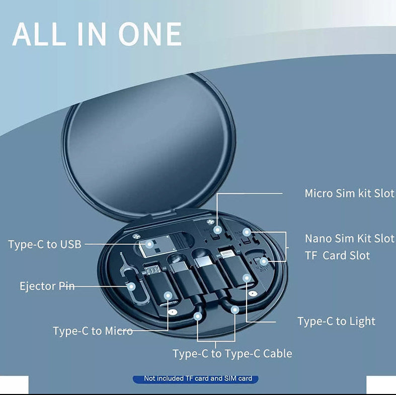 All-in-One Travel Charging Cable Kit with Versatile Adapters
