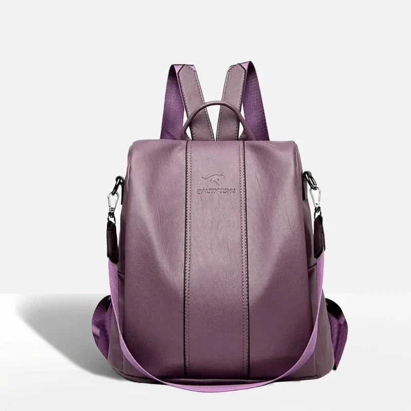 Stylish Anti-Theft Leather Backpack with Versatile Carrying Options