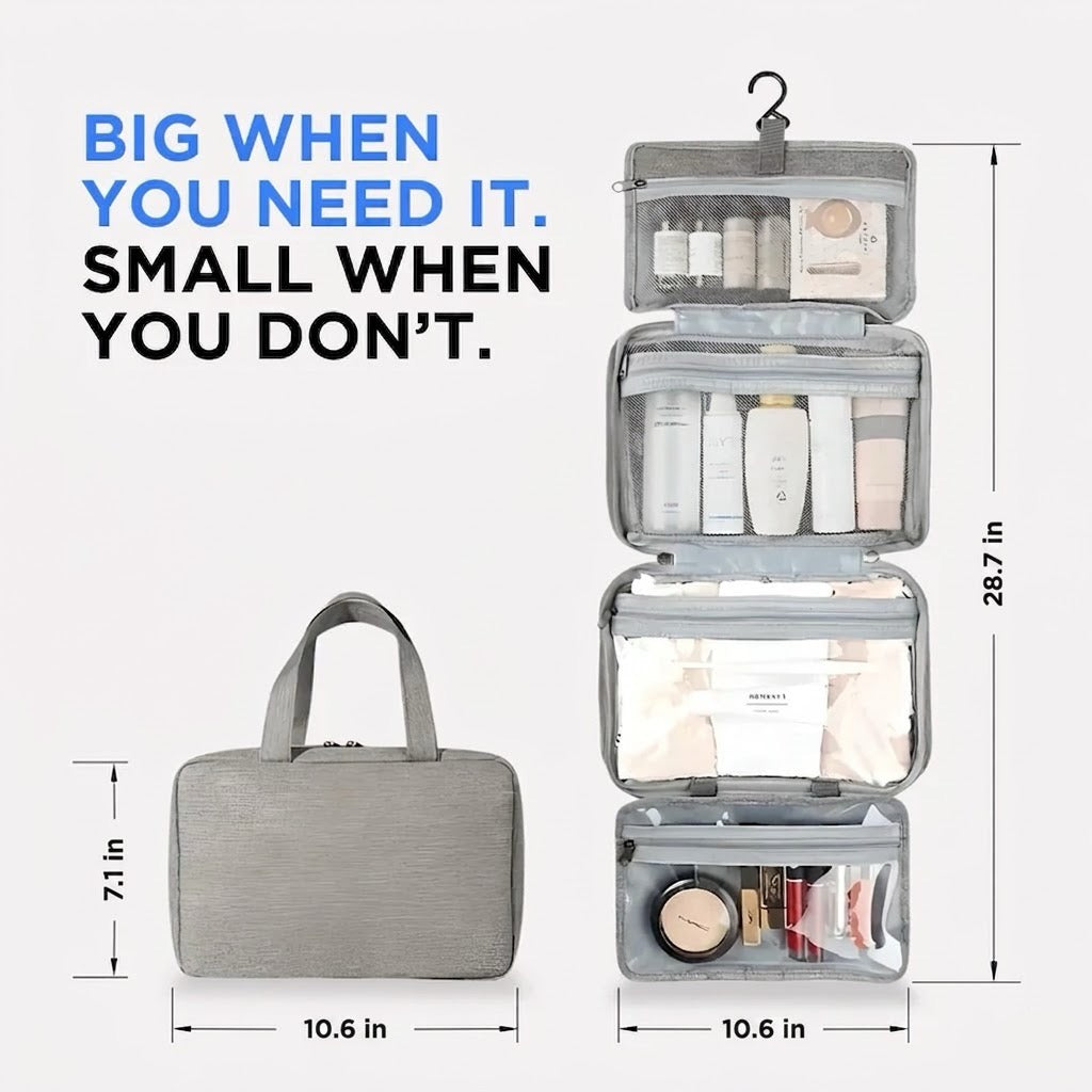Travel-Ready Hanging Toiletry Storage Solution