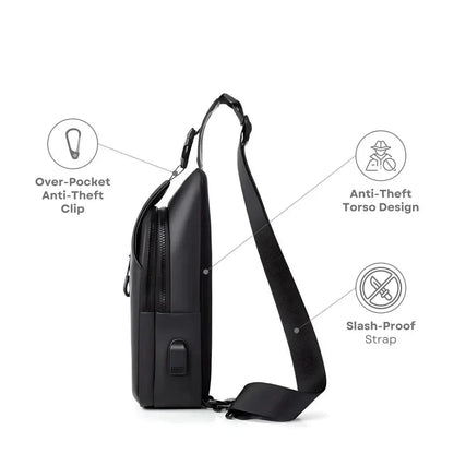 Versatile Crossbody Bag with Water-Resistant Fabric & USB Port