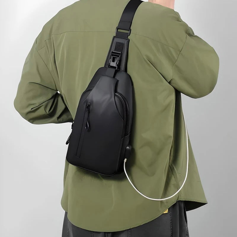 Versatile Crossbody Bag with Water-Resistant Fabric & USB Port
