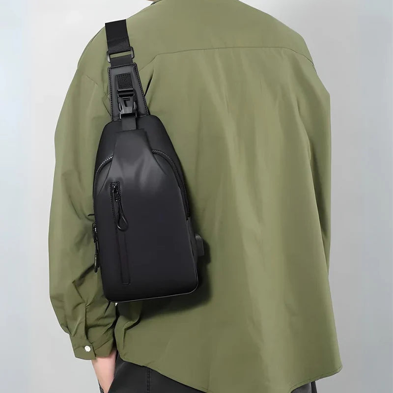 Versatile Crossbody Bag with Water-Resistant Fabric & USB Port