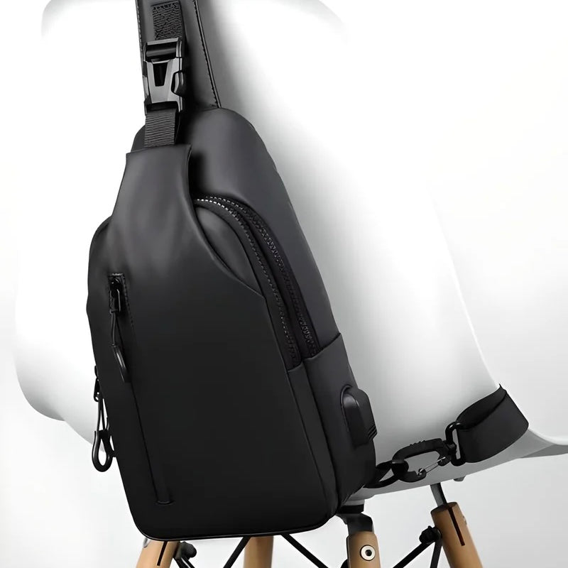 Versatile Crossbody Bag with Water-Resistant Fabric & USB Port