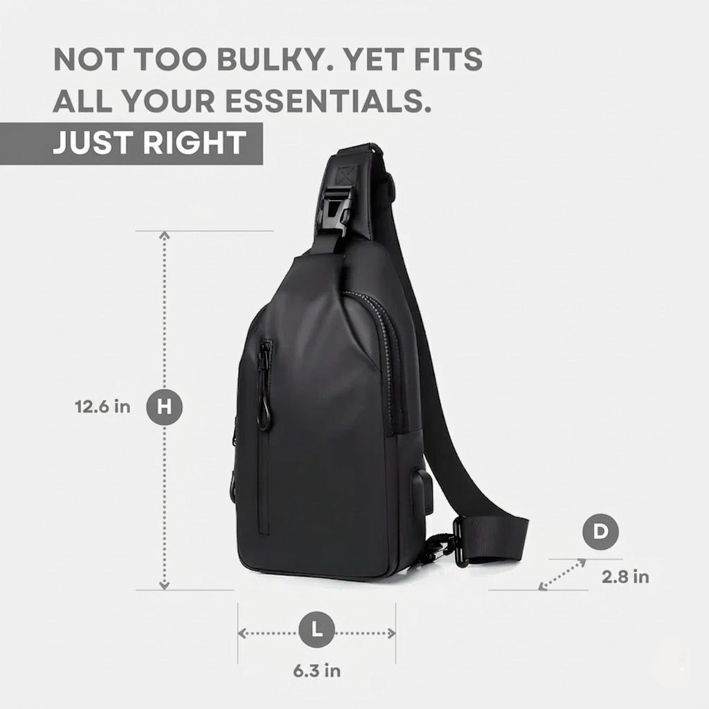 Versatile Crossbody Bag with Water-Resistant Fabric & USB Port
