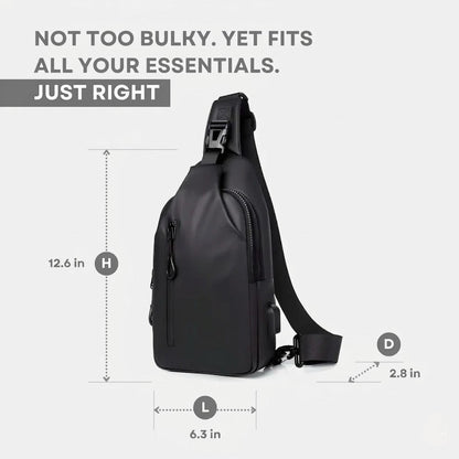 Versatile Crossbody Bag with Water-Resistant Fabric & USB Port