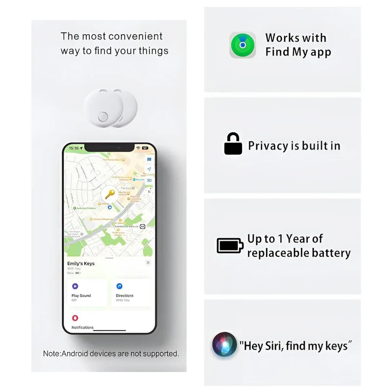 Smart Item Locator Device for iOS with Easy Battery Replacement