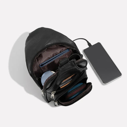 Stylish Crossbody Bag with Secure Closure and Charging Port