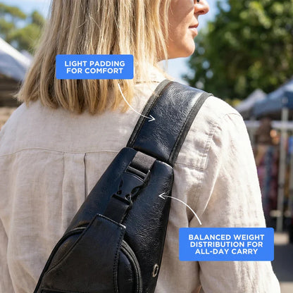 Stylish Crossbody Bag with Secure Closure and Charging Port