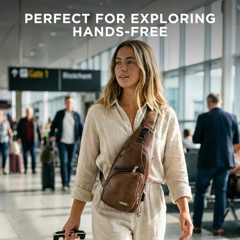 Stylish Crossbody Bag with Secure Closure and Charging Port