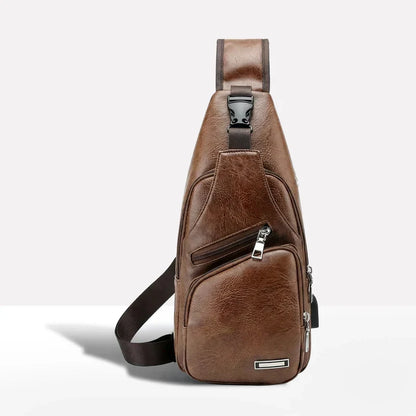 Stylish Crossbody Bag with Secure Closure and Charging Port