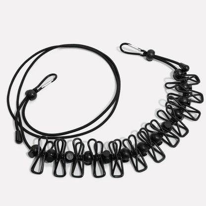 Compact Travel Clothesline with Adjustable Cord and Steel Hooks