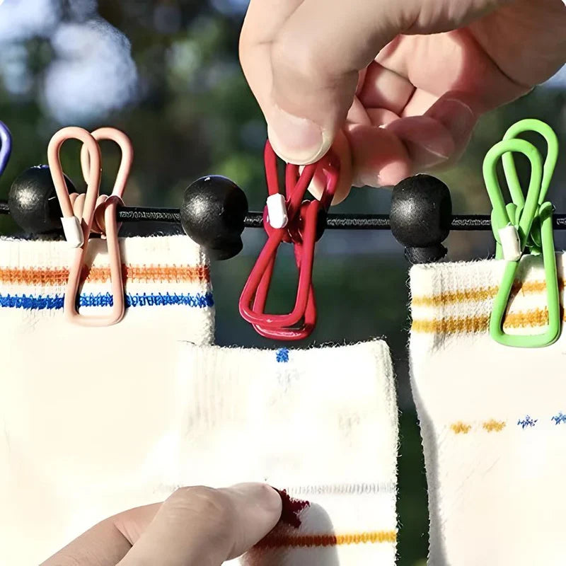 Compact Travel Clothesline with Adjustable Cord and Steel Hooks