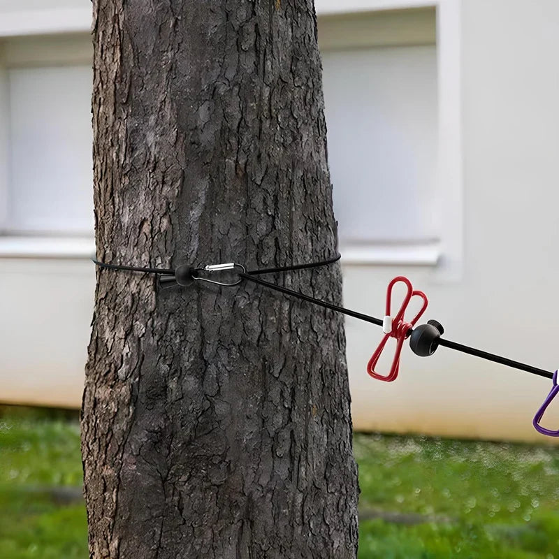 Compact Travel Clothesline with Adjustable Cord and Steel Hooks