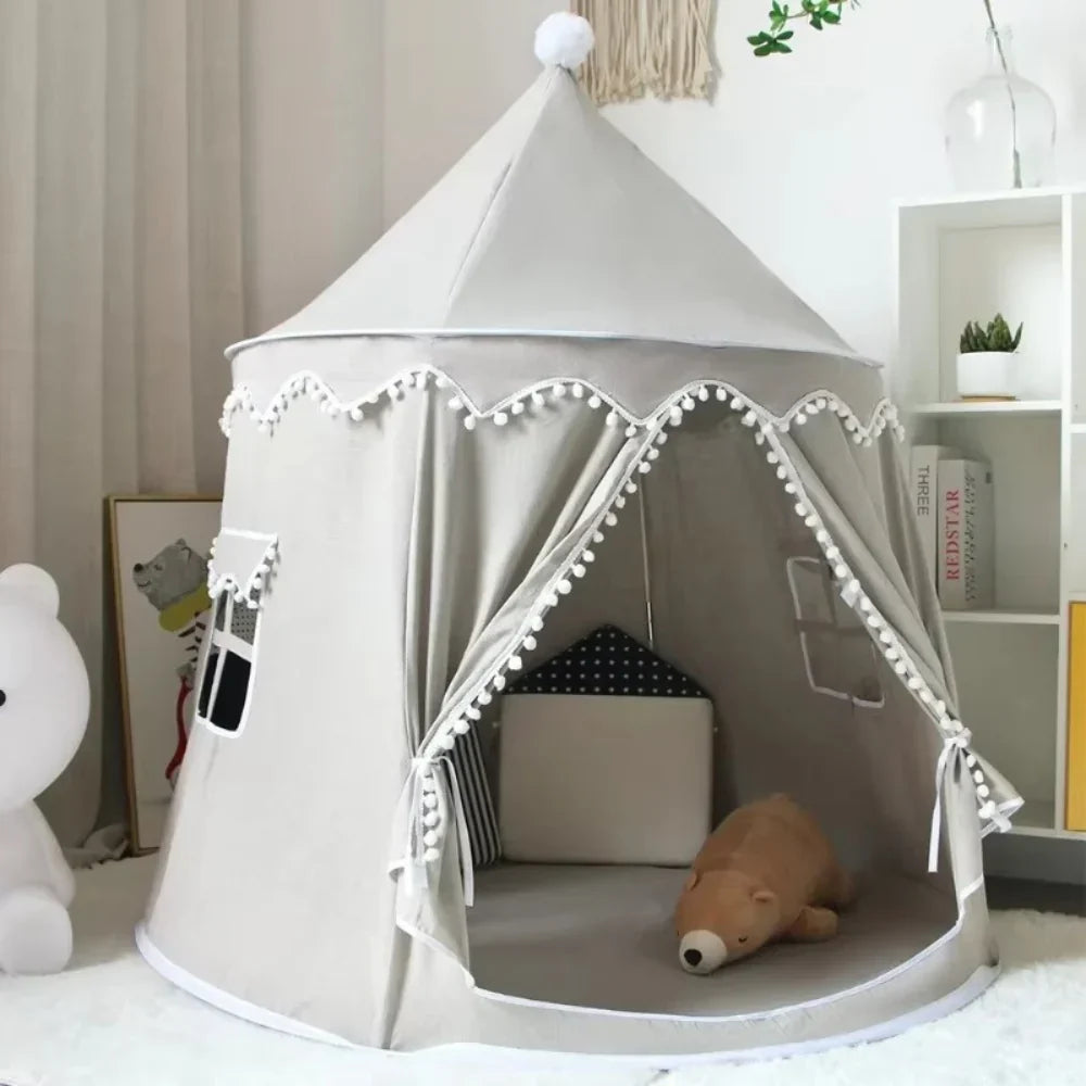 Cozy Play Haven Tent with Cotton Fabric and Wooden Frame