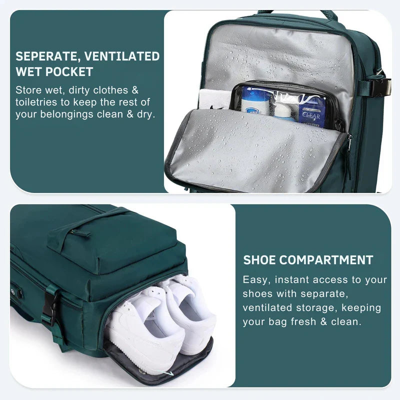 Versatile Travel Backpack with Expandable Flat Packing Design