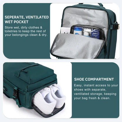 Versatile Travel Backpack with Expandable Flat Packing Design