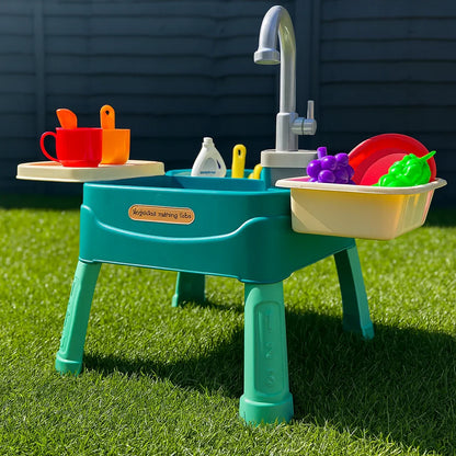 Interactive Child's Kitchen Play Set with Running Faucet and Storage