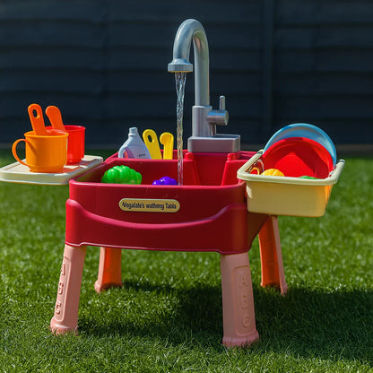 Interactive Child's Kitchen Play Set with Running Faucet and Storage