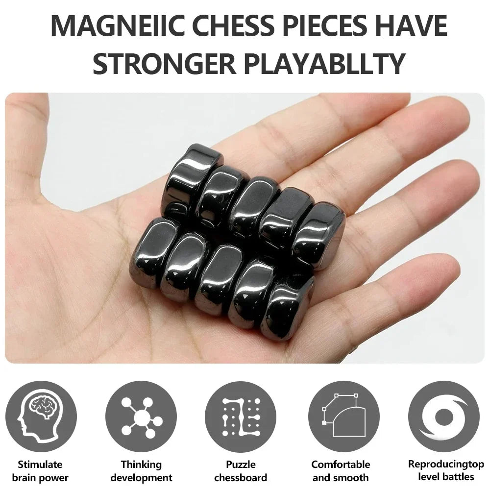 Travel-Friendly Magnetic Chess Set with Compact Folding Board