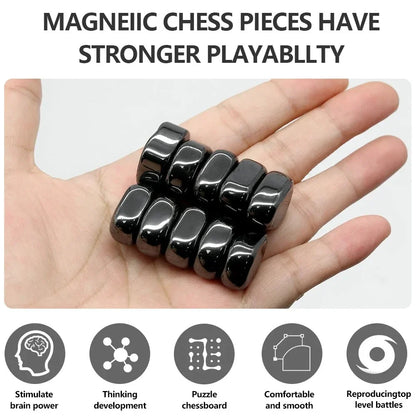 Travel-Friendly Magnetic Chess Set with Compact Folding Board