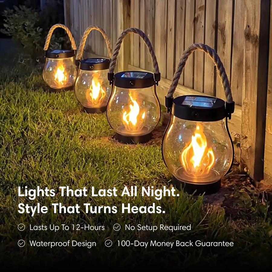 Solar-Powered Lantern with Lifelike Flame Glow