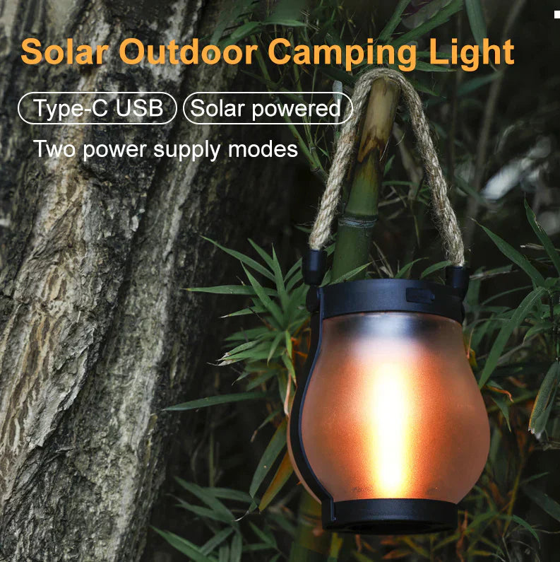 Solar-Powered Lantern with Lifelike Flame Glow