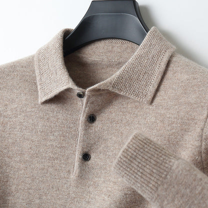 LuxuraSoft Men’s Cashmere-Merino Long Sleeve Polo
