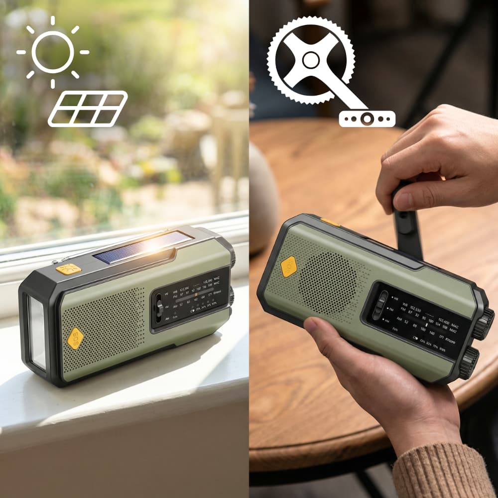 Essential Survival Radio with Solar Power & Hand Crank