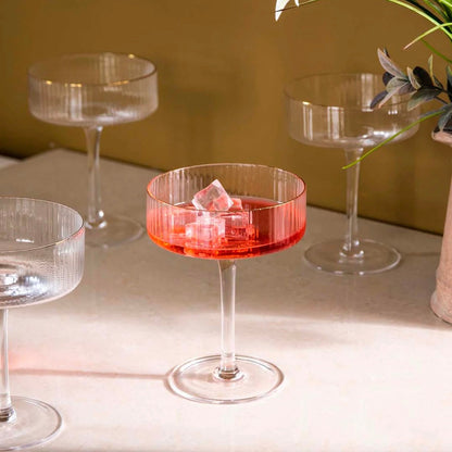 Chic Ribbed Coupe Glass Set for Elegant Cocktails - 6 Pieces