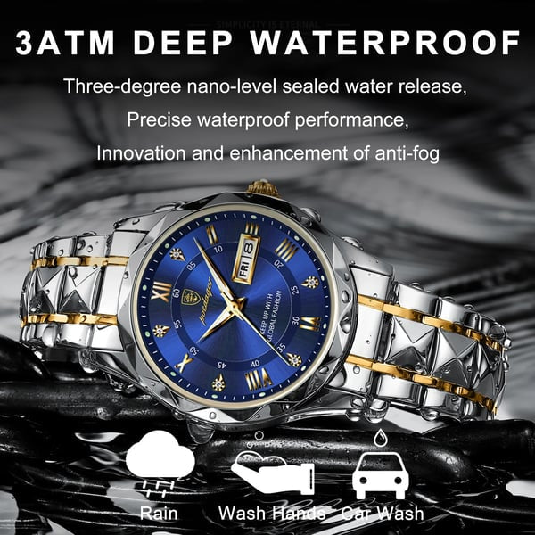 AquaElite Men's Waterproof Watch with Luminous Features