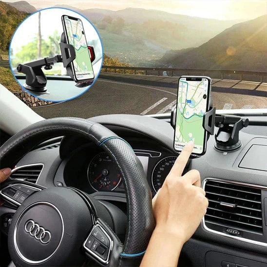 Versatile Car Smartphone Mount with Strong Suction Base