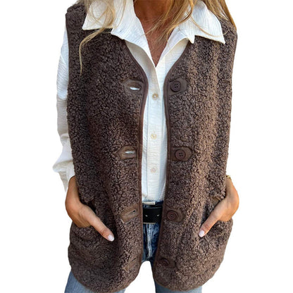Chic Wool-Blend Vest for Women with Elegant Button Closure