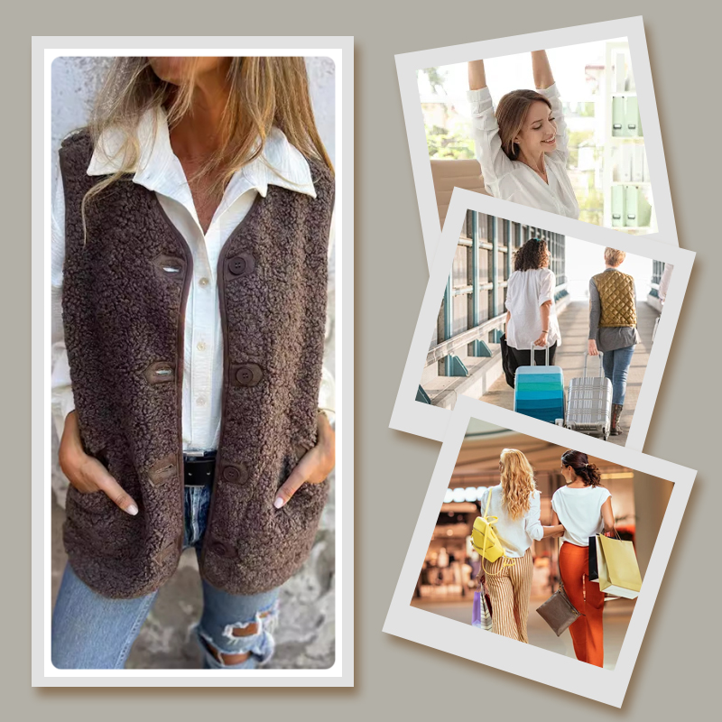 Chic Wool-Blend Vest for Women with Elegant Button Closure