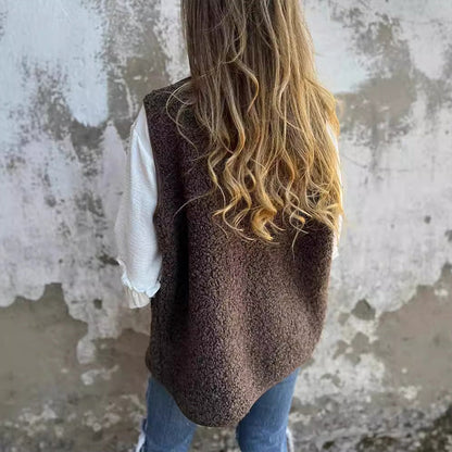 Chic Wool-Blend Vest for Women with Elegant Button Closure