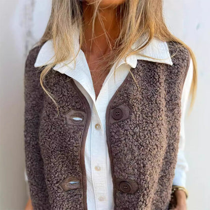 Chic Wool-Blend Vest for Women with Elegant Button Closure